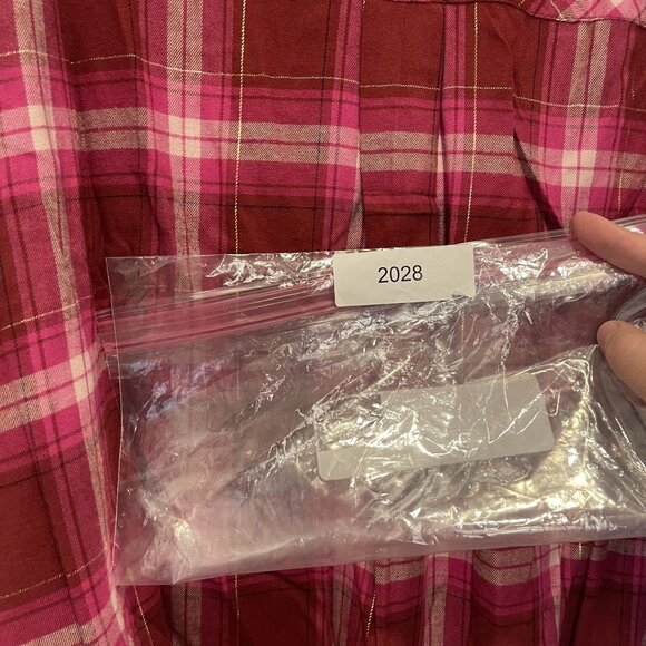 NWT Lane Bryant Womens No-Peek Plaid Button-Up Shirt 34/36 Red Pink Cotton/Visco - Picture 11 of 11